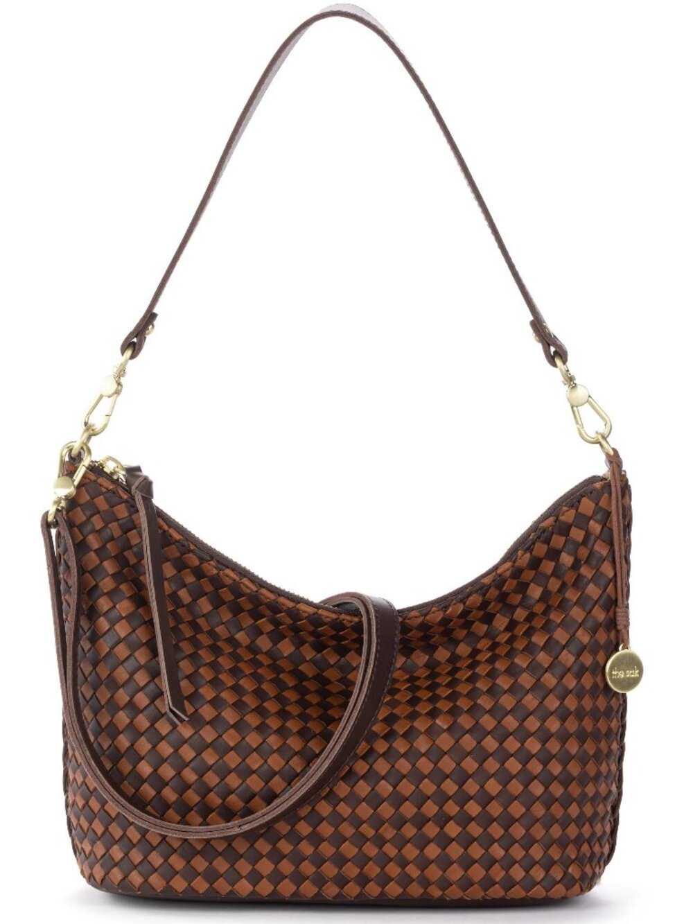 The Sak Juniper Small Hobo Mahogany Cognac Woven Leather Bag NWT